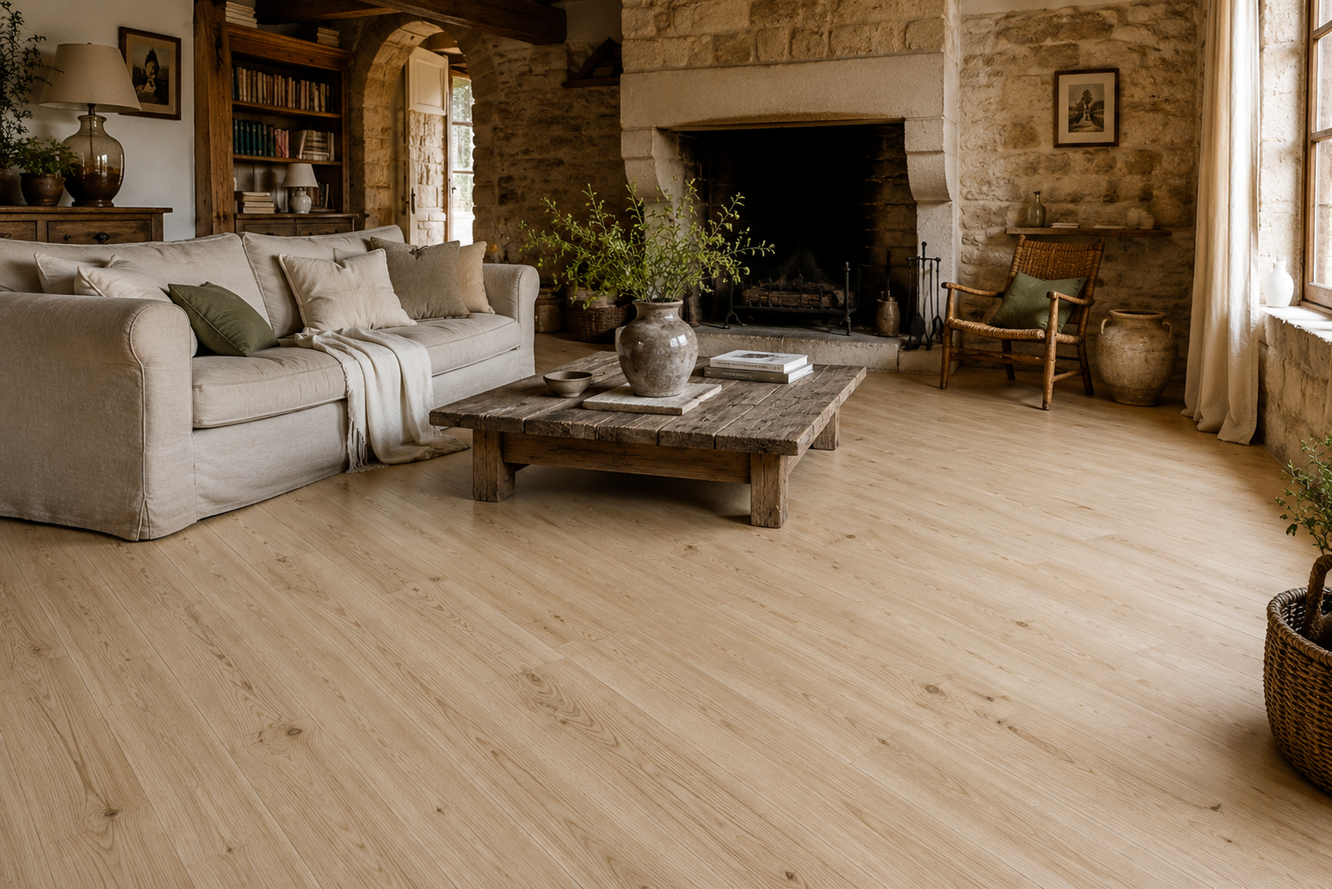 Parquet châtaignier massif choix AB 14 mm brut à coller sans chanfrein